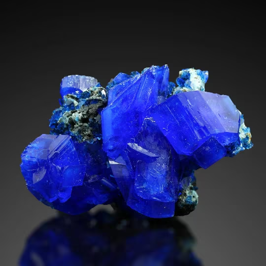 Luster Electric Blue CHALCANTHITE like Azurite on Matrix from POLAND