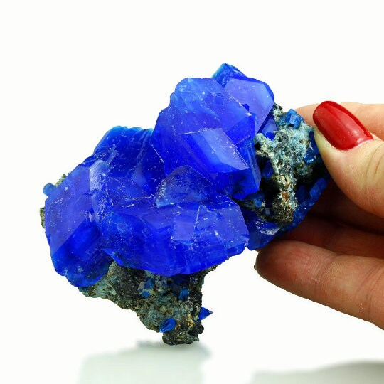 Luster Electric Blue CHALCANTHITE like Azurite on Matrix from POLAND