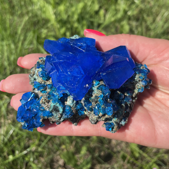 Luster Electric Blue CHALCANTHITE like Azurite on Matrix from POLAND