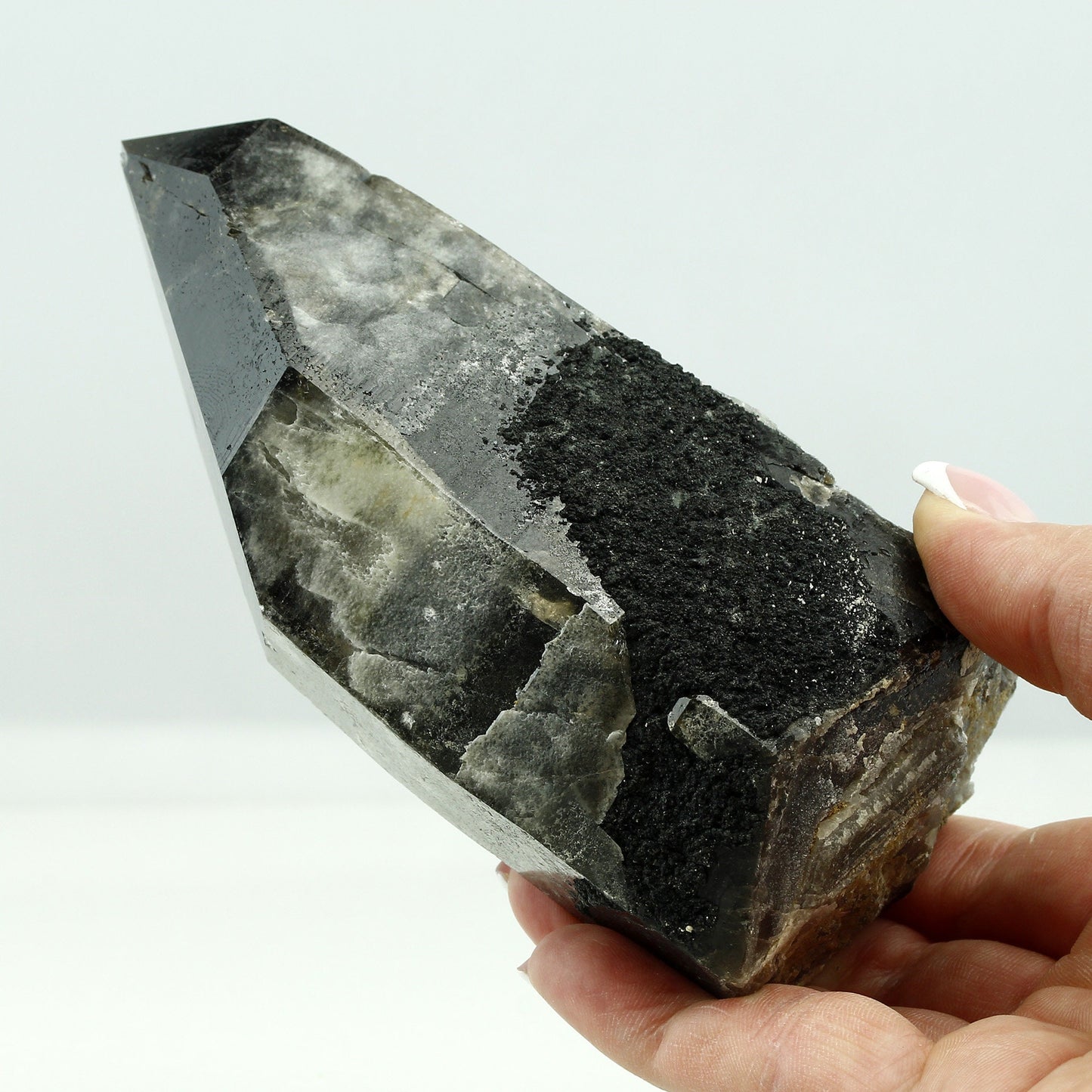 Polish Smoky Quartz Morion with Bavenite Inclusion and Chlorite - Exceptional Rarity, Strzegom, Poland