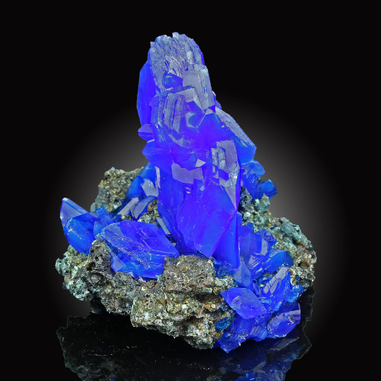 World Biggest Electric Blue CHALCANTHITE like Azurite on Matrix from POLAND