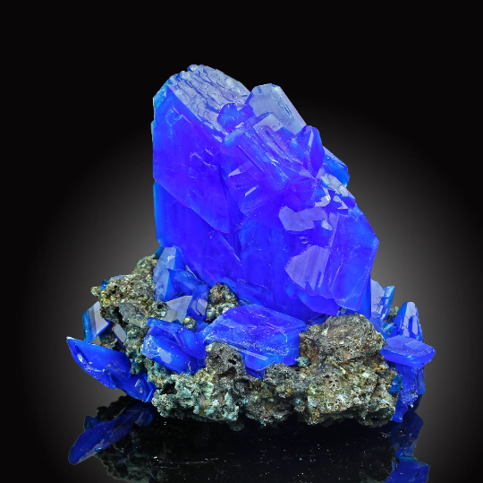 World Biggest Electric Blue CHALCANTHITE like Azurite on Matrix from POLAND