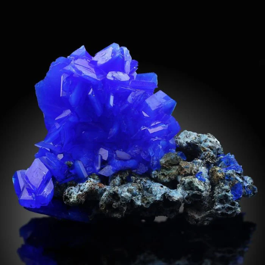 World Biggest Electric Blue CHALCANTHITE like Azurite on Matrix from POLAND