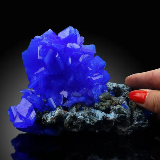 World Biggest Electric Blue CHALCANTHITE like Azurite on Matrix from POLAND